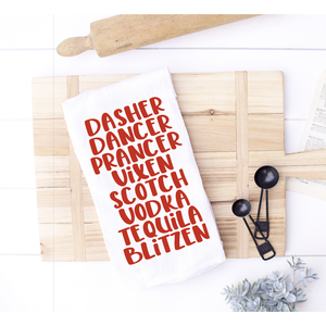 Reindeer & Alcohol Kitchen Towel (Funny)